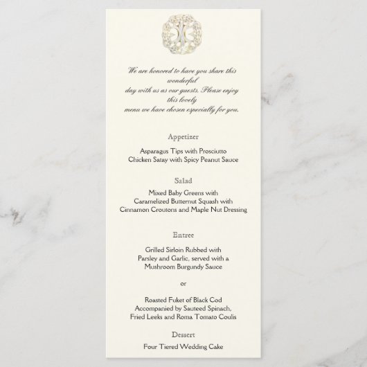 Celtic Tree of Life Gold Wedding Menu (Voorkant)