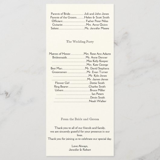 Celtic Tree of Life Gold Wedding Programma Programmakaart (Achterkant)