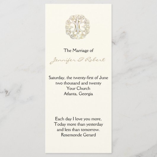Celtic Tree of Life Gold Wedding Programma Programmakaart (Voorkant)