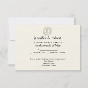 Celtic Tree of Life Gold Wedding Response Card RSVP Kaartje