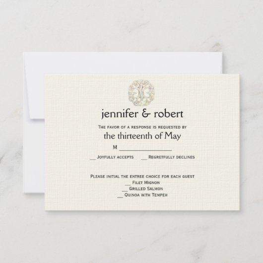 Celtic Tree of Life Gold Wedding Response Kaart (Voorkant)