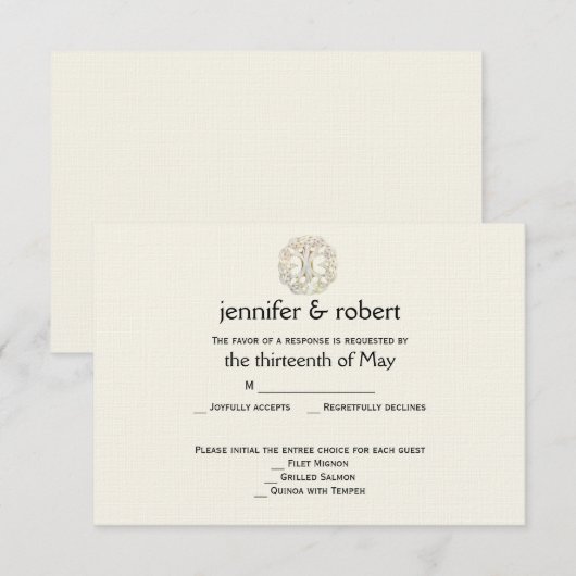 Celtic Tree of Life Gold Wedding Response Kaart (Voorkant / Achterkant)