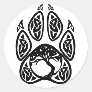 Celtic Tree of Life Paw Ronde Sticker