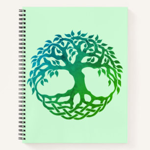 Celtic Tree of Life Spiral Notebook (groen-blauw) Notitieboek
