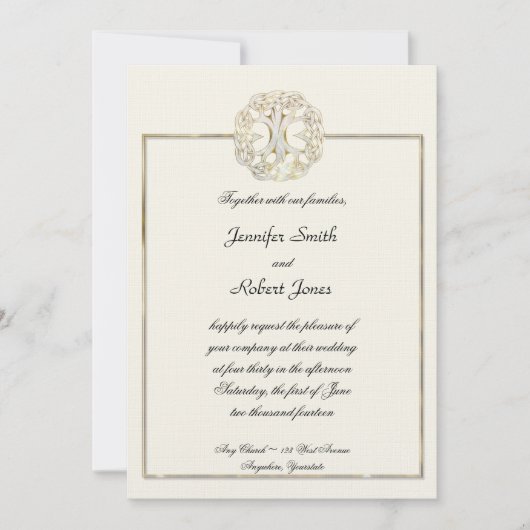 Celtic Tree of Life Thistle Wedding Invitation Kaart (Voorkant)