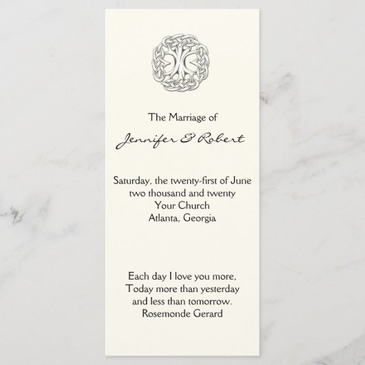 Celtic Tree of Life Trouwprogramma Programmakaart (Voorkant)