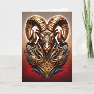 Celtic Tribal Aries Birthday Card Kaart