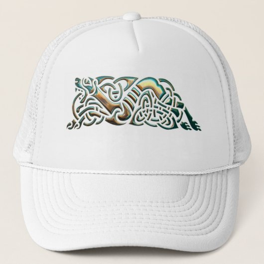 Celtic Tribal Blauwgroen & Gold Trucker Pet (Voorkant)