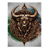 Celtic Tribal Taurus Zodiac Art Poster (Voorkant)