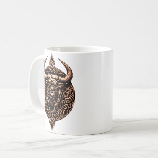 Celtic Tribal Taurus Zodiac Mug Koffiemok (Voorkant links)
