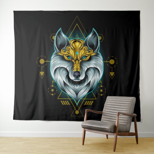 Celtic Tribal Wolf Wandkleed (In Situ (horizontaal))