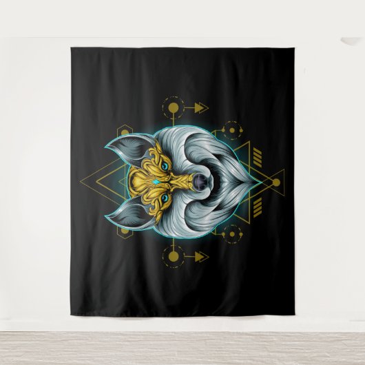 Celtic Tribal Wolf Wandkleed (Voorkant)