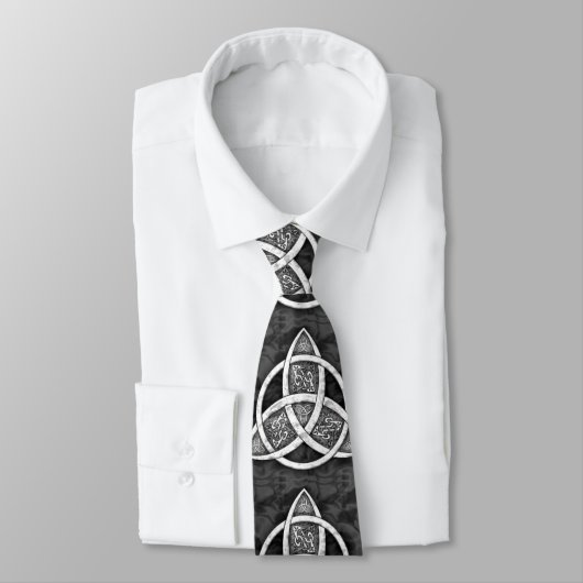 .Celtic Trinity Knot Black, Grey, White Stropdas (Gebonden)