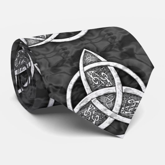 .Celtic Trinity Knot Black, Grey, White Stropdas (Opgerold)