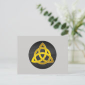 Celtic Trinity Knot Black Waterverf Gold Briefkaart (Staand voorkant)
