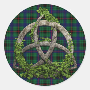 Celtic Trinity Knot en Clan Davidson Tartan Ronde Sticker