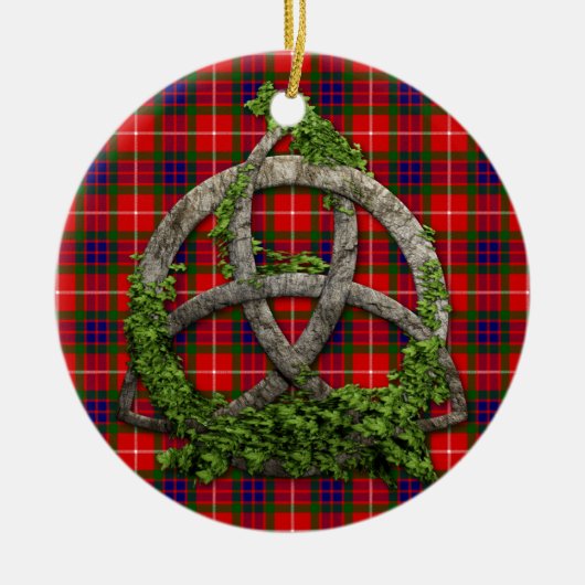 Celtic Trinity Knot en Clan Fraser Tartan Keramisch Ornament (Voorkant)