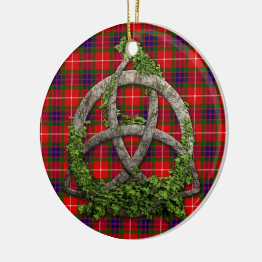 Celtic Trinity Knot en Clan Fraser Tartan Keramisch Ornament (Links)