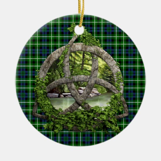 Celtic Trinity Knot en Clan Graham Tartan Keramisch Ornament (Voorkant)