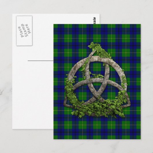 Celtic Trinity Knot en CLAN Johnston Tartan Briefkaart (Voorkant / Achterkant)