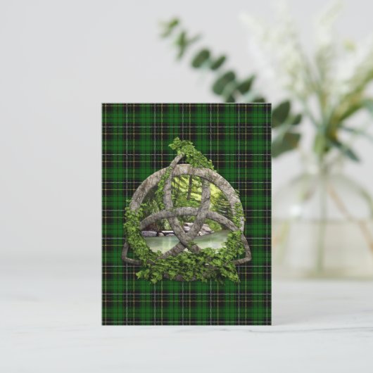 Celtic Trinity Knot en Clan MacAlpine Tartan Briefkaart (Staand voorkant)