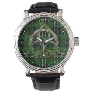 Celtic Trinity Knot en Clan MacAlpine Tartan Horloge