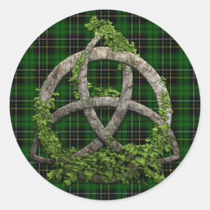 Celtic Trinity Knot en Clan MacAlpine Tartan Ronde Sticker