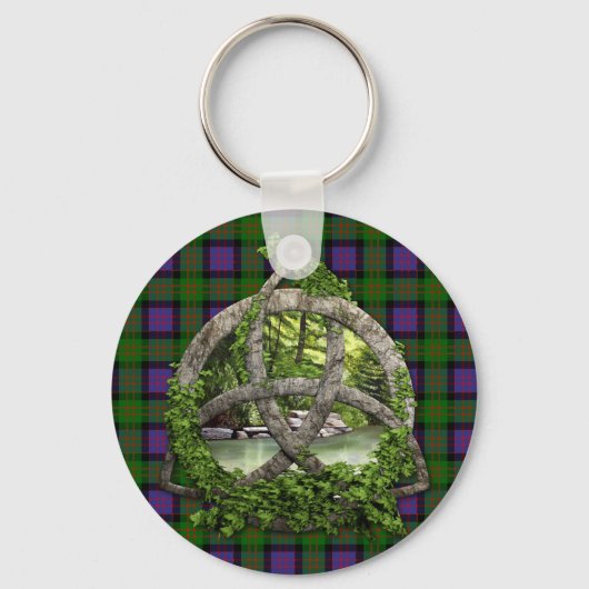 Celtic Trinity Knot en Clan MacDonald Tartan Sleutelhanger (Voorkant)