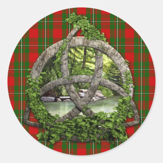 Celtic Trinity Knot en Clan MacGregor Tartan Ronde Sticker (Voorkant)