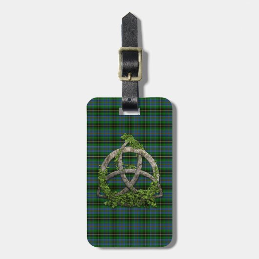 Celtic Trinity Knot en Clan MacInnes Tartan Bagagelabel (Voorkant verticaal)