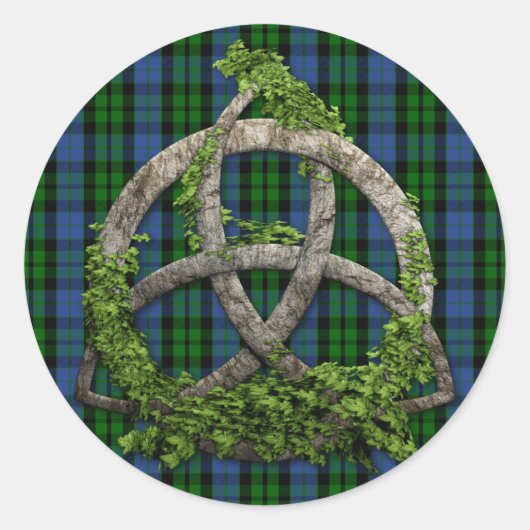 Celtic Trinity Knot en Clan MacKay Tartan Ronde Sticker (Voorkant)