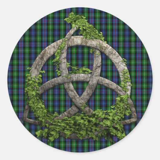 Celtic Trinity Knot en Clan MacKenzie Tartan Ronde Sticker (Voorkant)