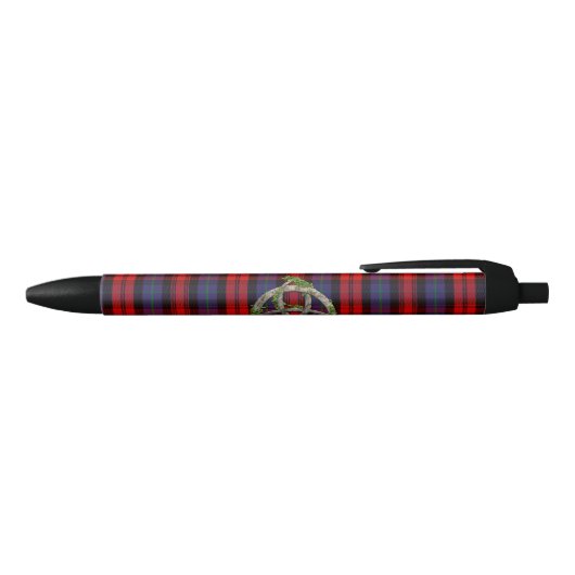 Celtic Trinity Knot en Clan MacLachlan Tartan Zwarte Inkt Pen (Bovenkant)