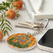 Celtic Trinity Knot en Clan MacMillan Tartan Sleutelhanger (Voorkant Rechts)
