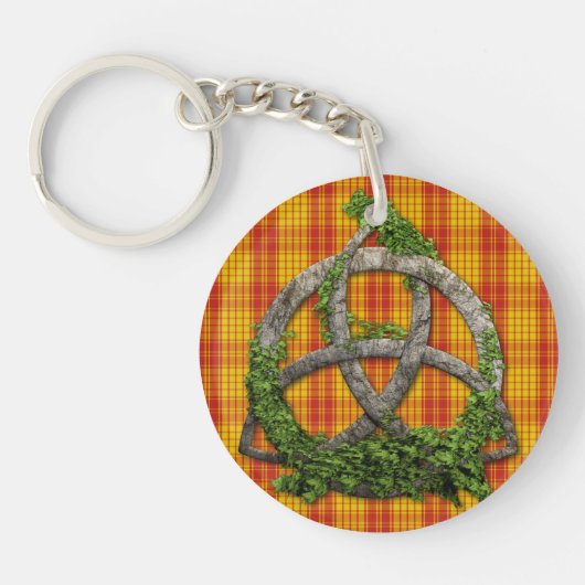 Celtic Trinity Knot en Clan MacMillan Tartan Sleutelhanger (Voorkant)