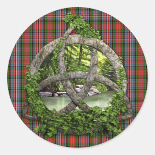 Celtic Trinity Knot en Clan MacPherson Tartan Ronde Sticker