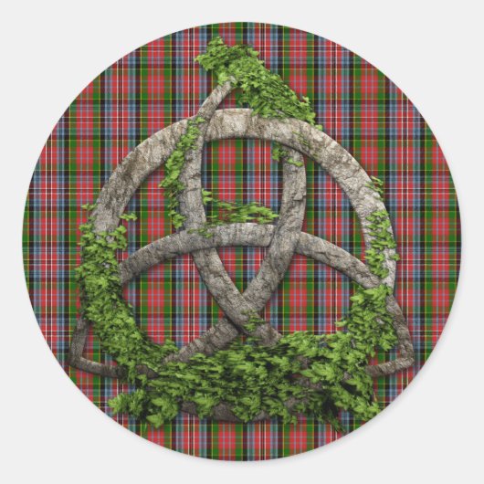 Celtic Trinity Knot en Clan MacPherson Tartan Ronde Sticker (Voorkant)