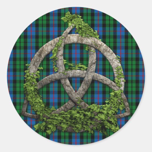 Celtic Trinity Knot en Clan Morrison Tartan Ronde Sticker (Voorkant)