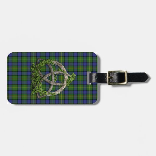 Celtic Trinity Knot en Clan Muir Tartan Bagagelabel (Voorkant horizontaal)
