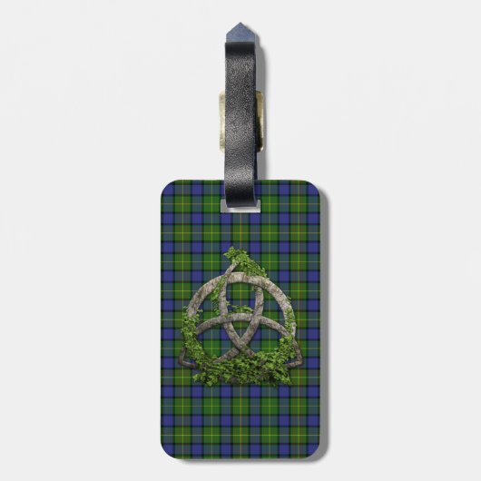 Celtic Trinity Knot en Clan Muir Tartan Bagagelabel (Achterkant verticaal)