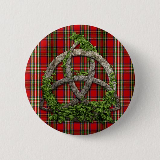 Celtic Trinity Knot en Clan Stewart Tartan Ronde Button 5,7 Cm (Voorkant)