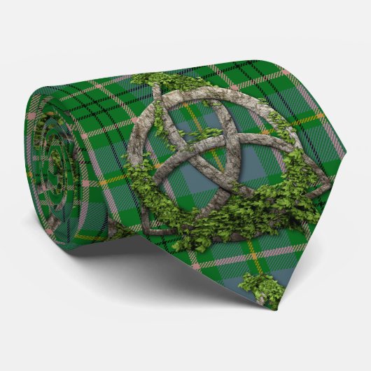 Celtic Trinity Knot en Clan Taylor Tartan Stropdas (Opgerold)