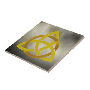 Celtic Trinity Knot Golden Circled Vintage Tegeltje