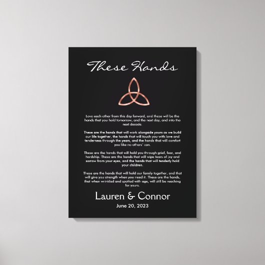 Celtic Trinity Knot Irish Wedding Vows Handfasting Canvas Afdruk (Voorkant)