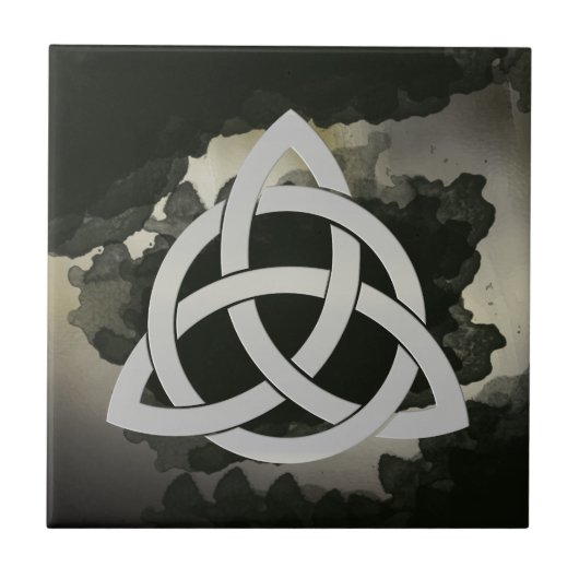 Celtic Trinity Knot Metal Circled Vintage Black Tegeltje (Voorkant)