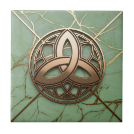 Celtic Trinity Knot on Sage Marble Gold Veins Tegeltje