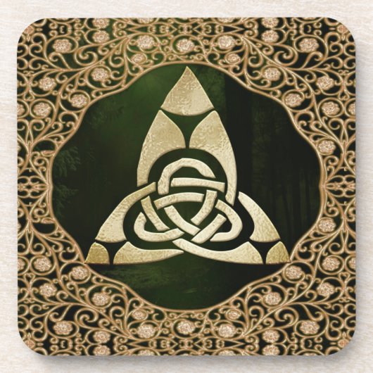 Celtic Trinity Knot op Forest Shadows Bier Onderzetter (Voorkant)