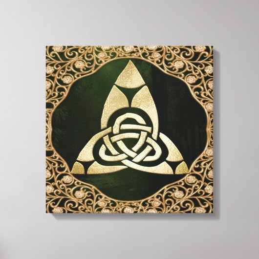 Celtic Trinity Knot op Forest Shadows Canvas Afdruk (Voorkant)