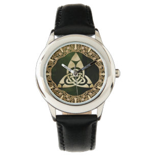 Celtic Trinity Knot op Forest Shadows Horloge