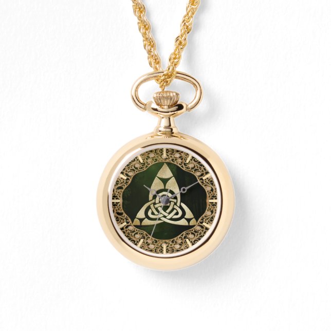 Celtic Trinity Knot op Forest Shadows Horloge (Voorkant)